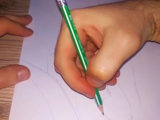 Drawing a pissing Anime Hentai girl