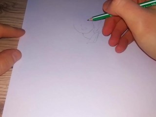 Drawing a pissing Anime Hentai girl