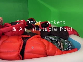 Twenty Down Jackets And One Horny Downfreak In An Inflatable Pool