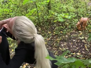 Big tit blonde sucks and fucks tinder date in the woods