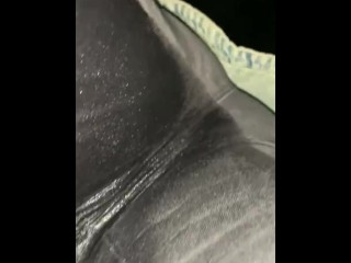 fat bitch pisses herself in grey skinny jeans on side of the road