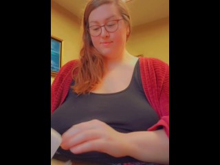 Desk-Ridden Secretary Stuffs Her Face & Plays With Her Bloated Belly In The Office