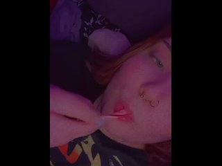 Sucking my OWN cum off lollipop. So good!