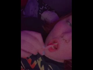 Sucking my OWN cum off lollipop. So good!