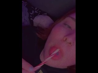 Sucking my OWN cum off lollipop. So good!