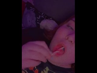 Sucking my OWN cum off lollipop. So good!