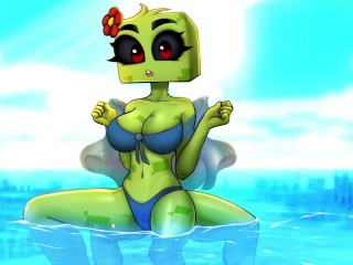 Hornycraft Creeper Boobs Job IN the Beach GAME GALLERY