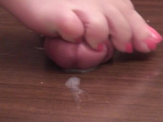 Cock trample footjob