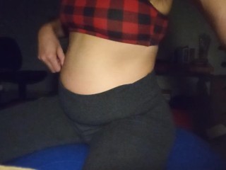 Bloated Belly in Yoga pants 1