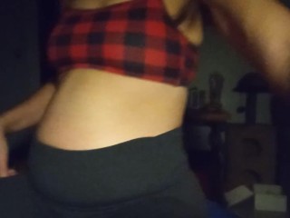 Bloated Belly in Yoga pants 1