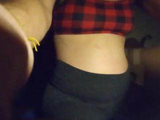 Bloated Belly in Yoga pants 1