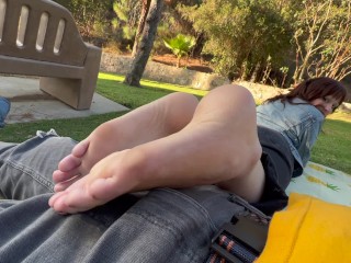 Public Park Solejob cumshot