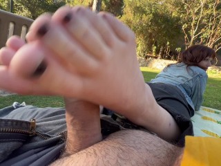 Public Park Solejob cumshot