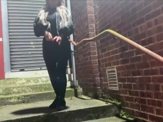 Pissing on a public staircase