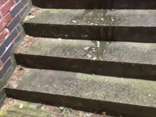 Pissing on a public staircase