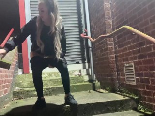 Pissing on a public staircase