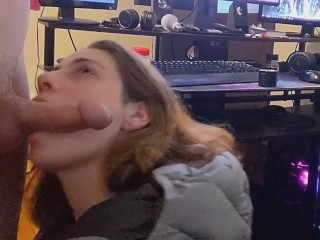 Heather Kane Proves Fan Wrong by Making him Cum Early so she can Eat !