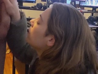 Heather Kane Proves Fan Wrong by Making him Cum Early so she can Eat !