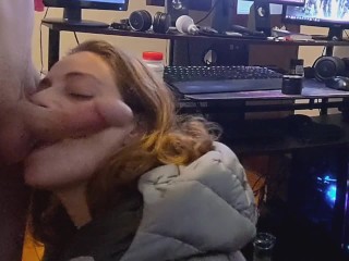 Heather Kane Proves Fan Wrong by Making him Cum Early so she can Eat !
