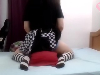 POV: Diapered Goth Transgirl Teasing you and Humping while Wetting her Diaper