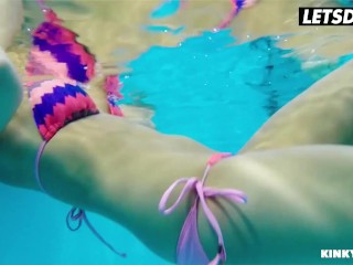 Naomi Bennet And Anny Swix Seduce Stud By The Pool Then Let Him Fuck Their Twats - LETSDOEIT