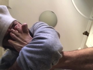 Hot guy sniffs his own feet self foot sniff