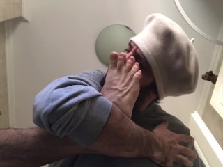 Hot guy sniffs his own feet self foot sniff