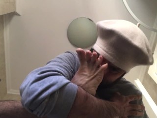 Hot guy sniffs his own feet self foot sniff