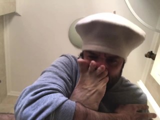 Hot guy sniffs his own feet self foot sniff