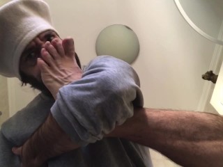 Hot guy sniffs his own feet self foot sniff