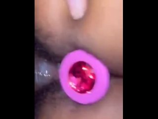 Ebony Teen first time Anal Plug (I think she liked it) | EXTREMELY HAIRY BLACK PUSSY