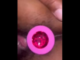 Ebony Teen first time Anal Plug (I think she liked it) | EXTREMELY HAIRY BLACK PUSSY