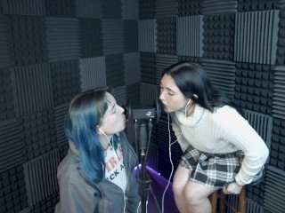 ( Lesbian ASMR Porn ) 2 Girls Find a Mic and Quickly the Clothes Come Off