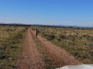 Naked strolling on Open Road