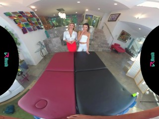 VRHUSH Lily Adams and Alexis Fawx share a big cock