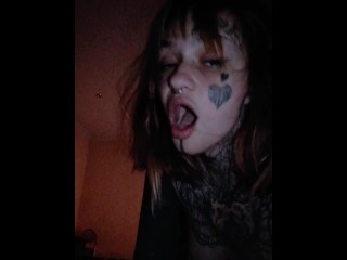 Goth emo slut gets fucked and then I cum on her mouth