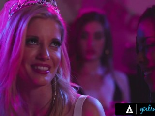 GIRLSWAY - Hungry Bride Has A Wild Fuck With Bachelorette Party Stripper In Front Of Her Bridesmaids