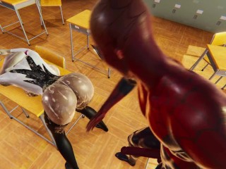 Spider Gwen BDSM Training Spanking Whipping Cum in Mouth - Spiderman Hentai Cartoon