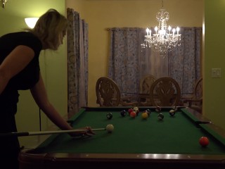 Pool Table Fuck sexy big boob wife in heels orgasms hard