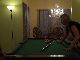 Pool Table Fuck sexy big boob wife in heels orgasms hard