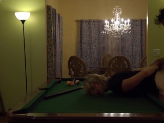 Pool Table Fuck sexy big boob wife in heels orgasms hard