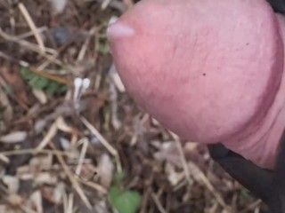 Big Dick Cumshot Next to a Fire in the Forest