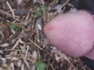 Big Dick Cumshot Next to a Fire in the Forest