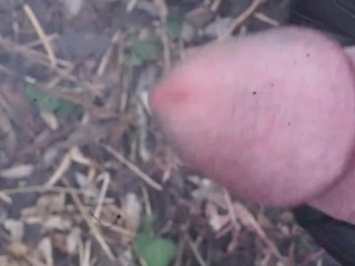 Big Dick Cumshot Next to a Fire in the Forest