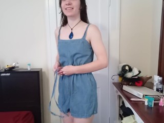 Cat Girl Gets Dressed in Cute Romper