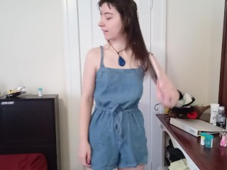 Cat Girl Gets Dressed in Cute Romper