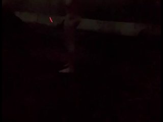 Standing naked at side of road trying to hide from cars