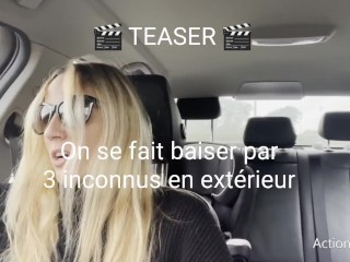 Baise à 5 en exterieur dans la forêt avec Irina Mym, Julie, et 3 inconnus