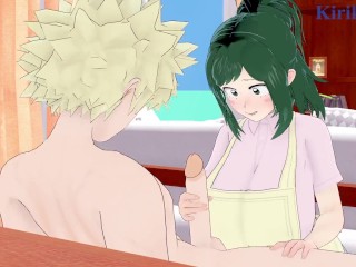 Inko Midoriya and Katsuki Bakugo have intense sex in the living room. - My Hero Academia Hentai