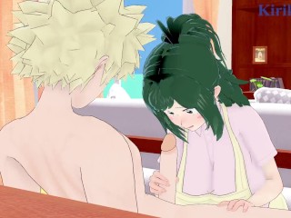 Inko Midoriya and Katsuki Bakugo have intense sex in the living room. - My Hero Academia Hentai